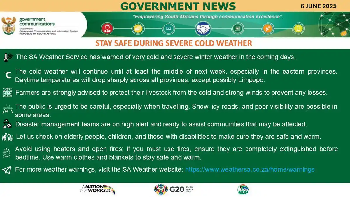 Image from governmentza: 🚧 Weather Alert | South Africa 🇿🇦 The public is urged to stay safe...