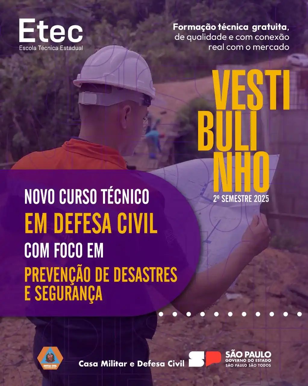 Image from Defesa Civil do Estado de São Paulo: 👷 Agora é possível se formar em Defesa Civil em uma Etec! A formação...