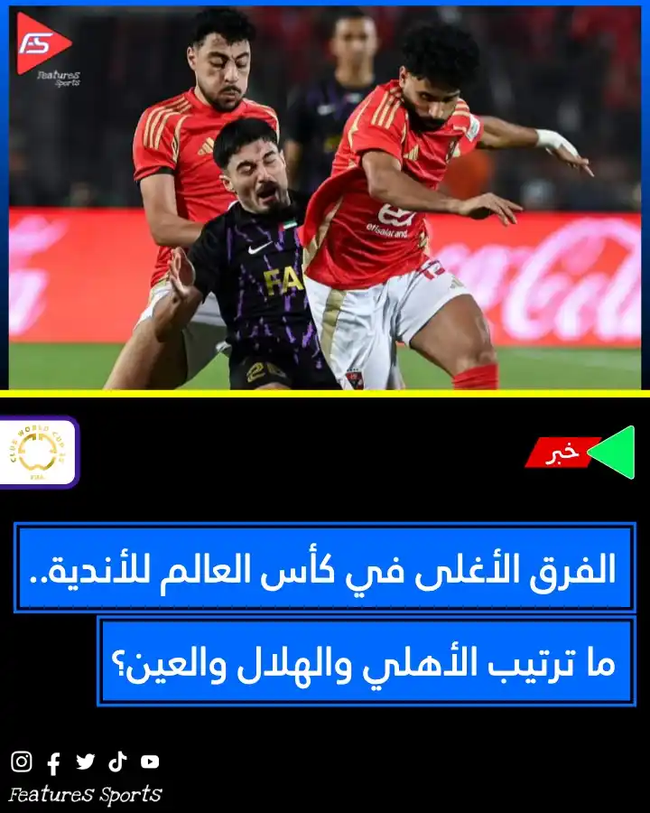 Image from Features Sports: 📌 الفرق الأغلى في كأس العالم للأندية.. ما ترتيب الأهلي والهلال والعين...