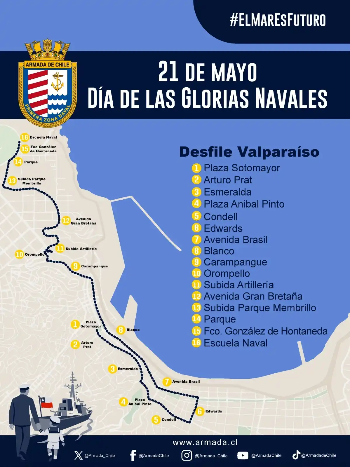 Image from Armada de Chile: ¡Atención compatriotas Valparaíso!  ¿Quieres conocer el recorrido del ...
