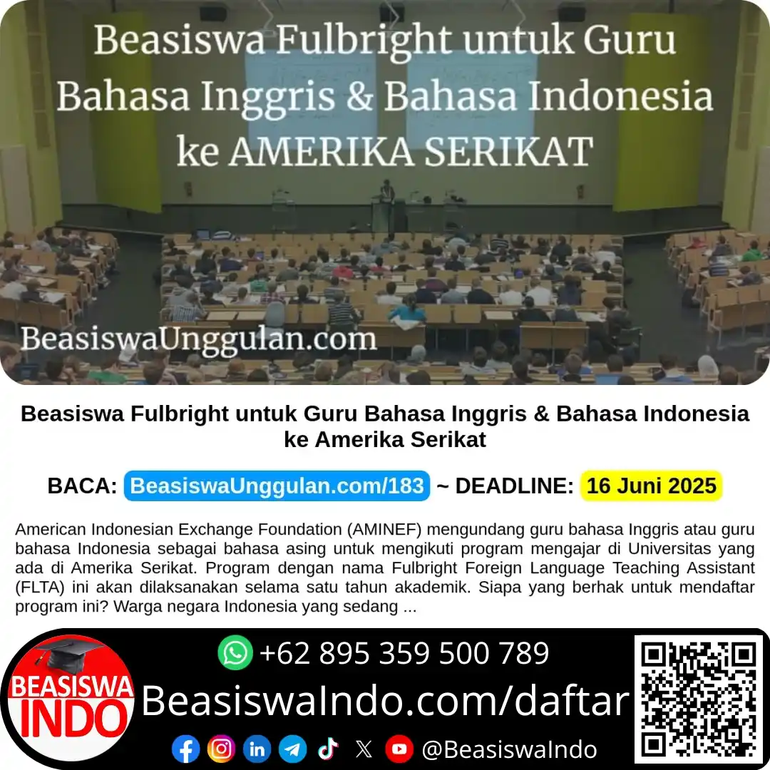 Image from BeasiswaIndo: *Beasiswa Fulbright untuk Guru Bahasa Inggris & Bahasa Indonesia ke Am...