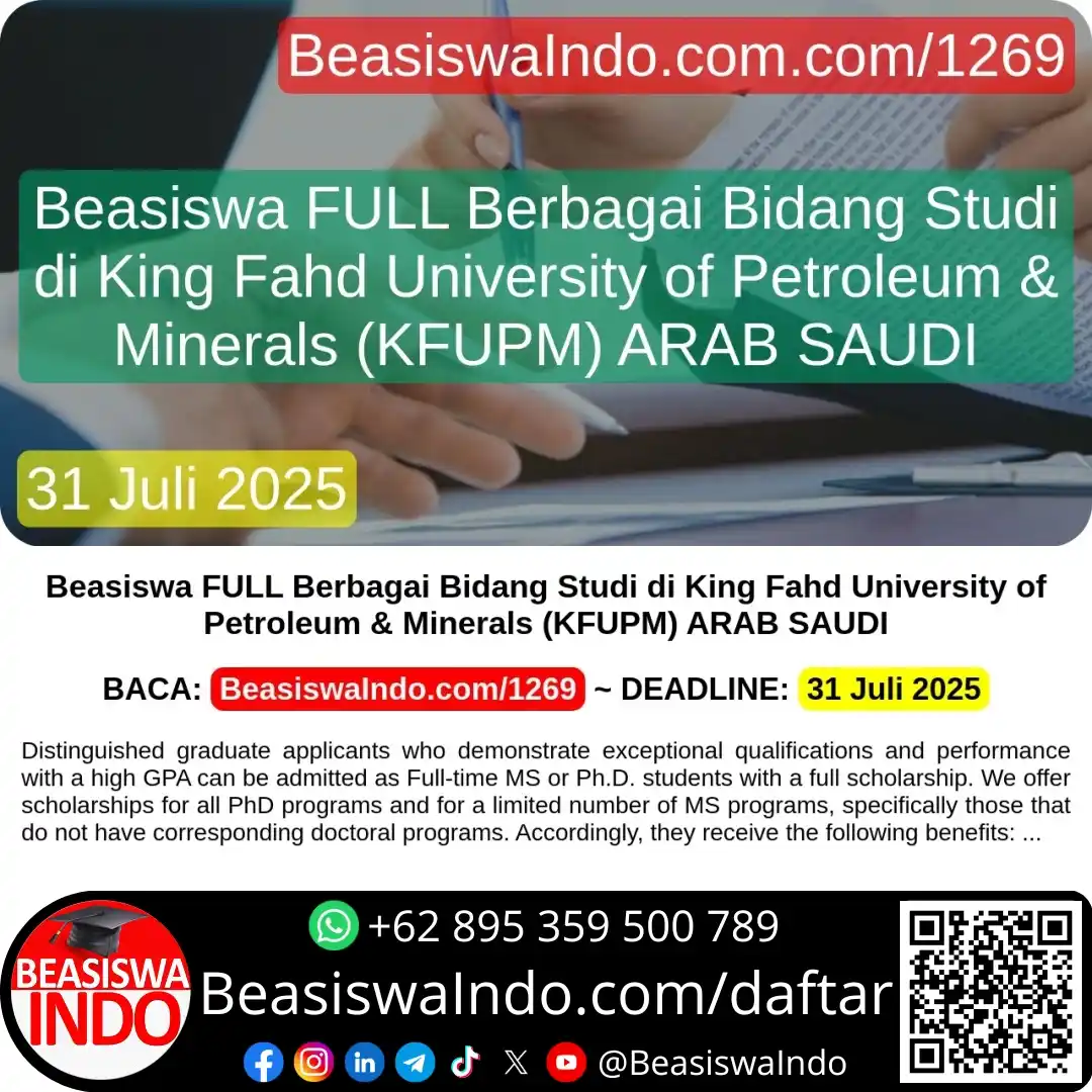 Image from BeasiswaIndo: *Beasiswa FULL Berbagai Bidang Studi di King Fahd University of Petrol...