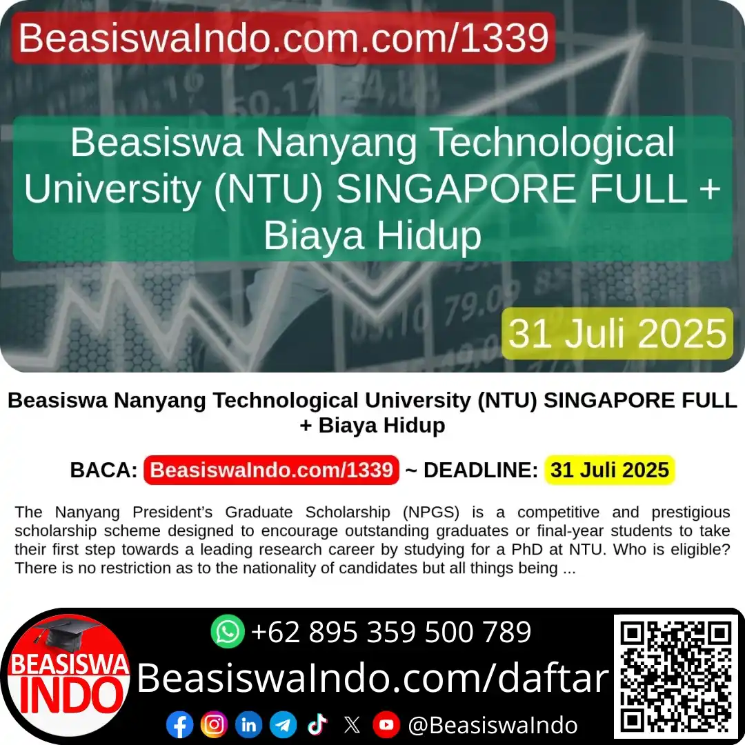 Image from BeasiswaIndo: *Beasiswa Nanyang Technological University (NTU) SINGAPORE FULL + Biay...