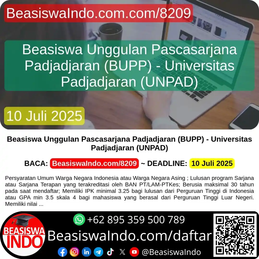 Image from BeasiswaIndo: *Beasiswa Unggulan Pascasarjana Padjadjaran (BUPP) - Universitas Padja...