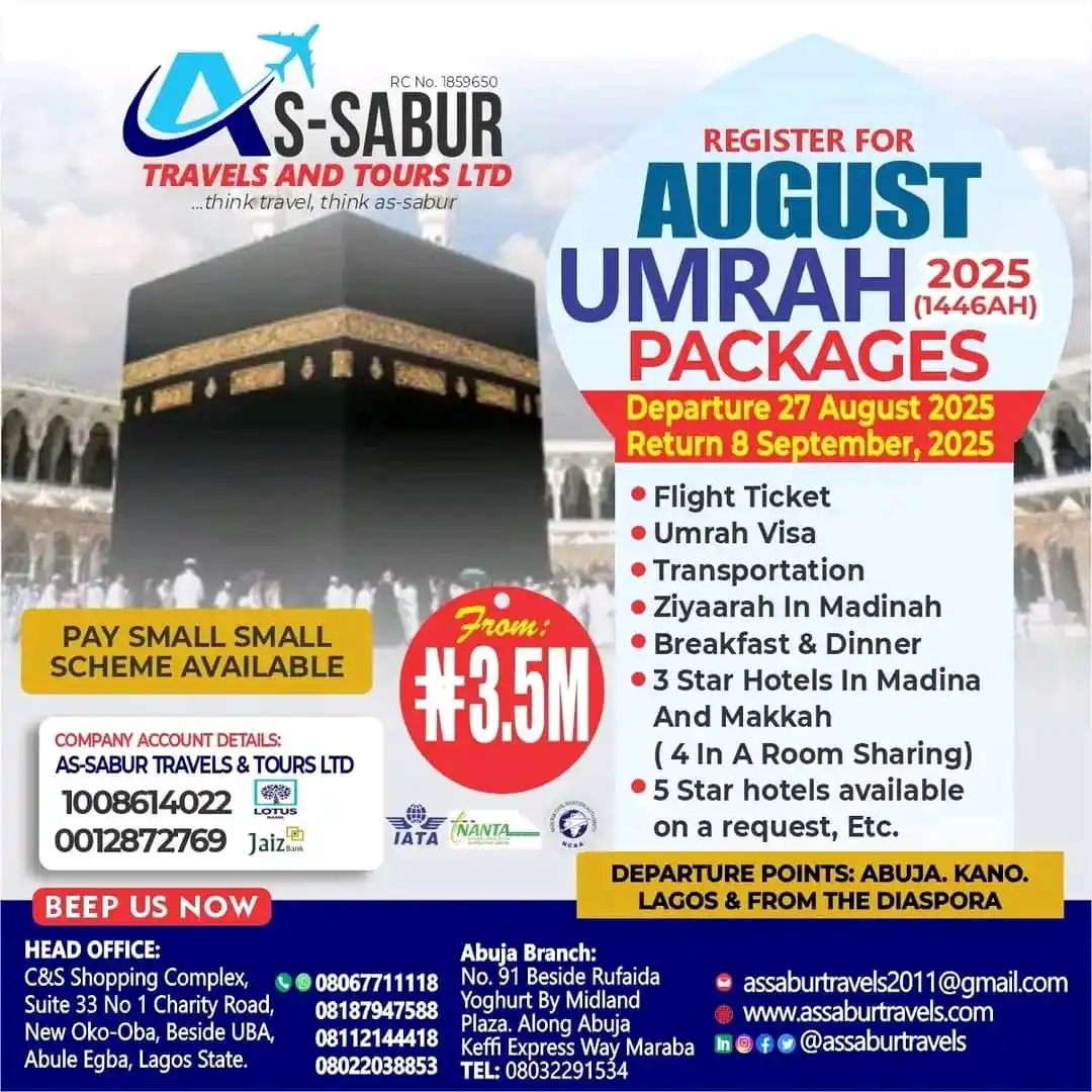 AS-SABUR TRAVELS AND TOURS LIMITED RC NO.(1859650)  post