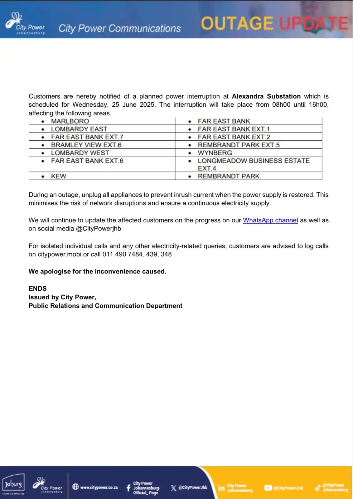 Image from Alexandra SDC Outage Updates: <a class="text-blue-500 hover:underline cursor-pointer" href="/hashtag...