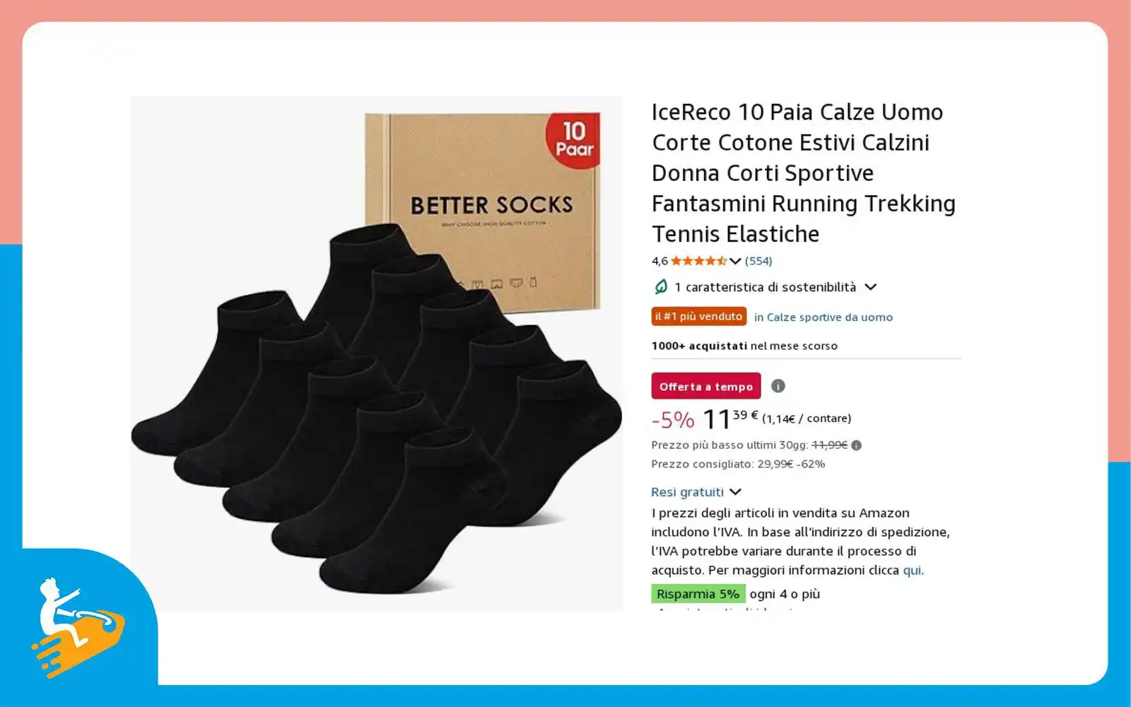 Image from La pagina degli sconti 💰: 👟 *IceReco Calze Corte Sportive Estive Uomo e Donna, Calzini Elastich...