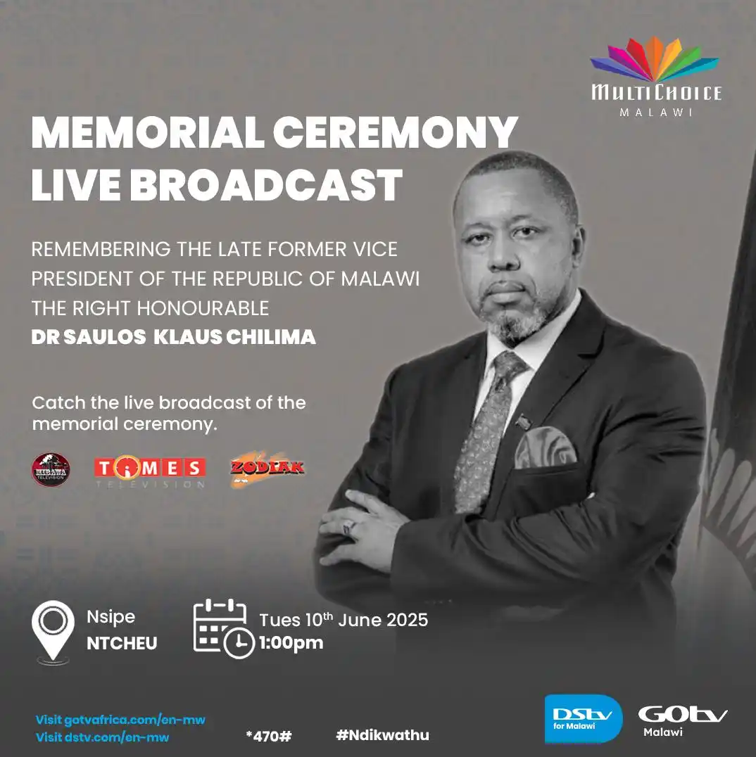 Image from GOtv Malawi: Join us as we remember and honour the life of the late Former Vice Pre...