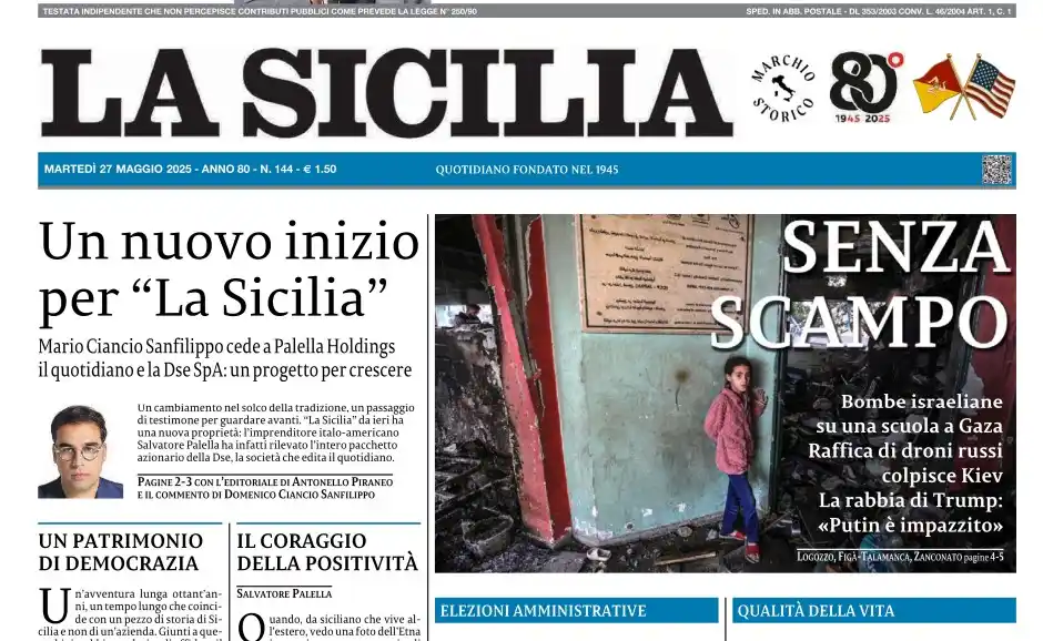 Image from Primaonline: *La Sicilia cambia proprietà: l’italo-americano Palella nuovo editore*...
