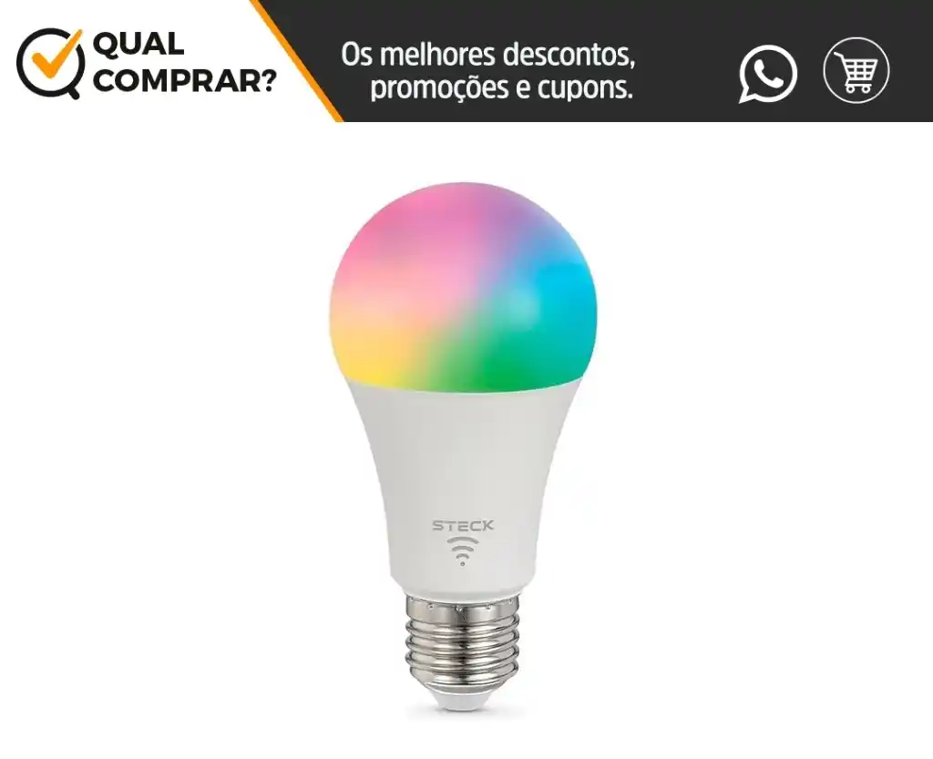 Image from TechTudo Ofertas | Qual Comprar? : 💡 *Lâmpada Inteligente Steck 12W* - _Ambiente iluminado e conectado_...