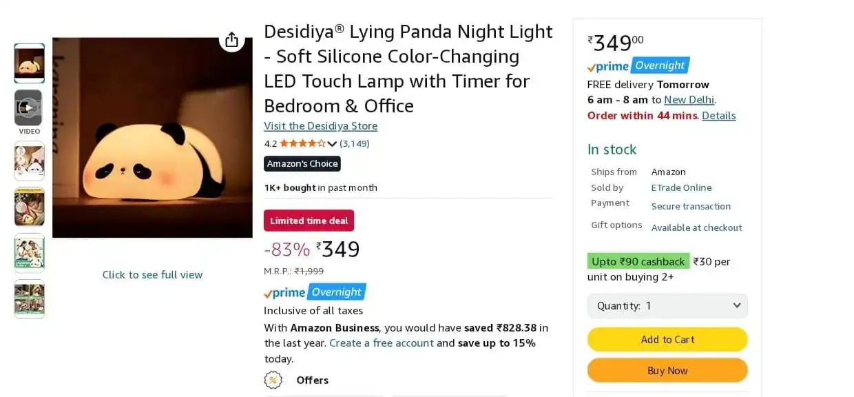 Image from DEALS HUBB 2.0 ✅: Lying Panda Night Light @349.  https://amzn-to.co/s8a0Ah...