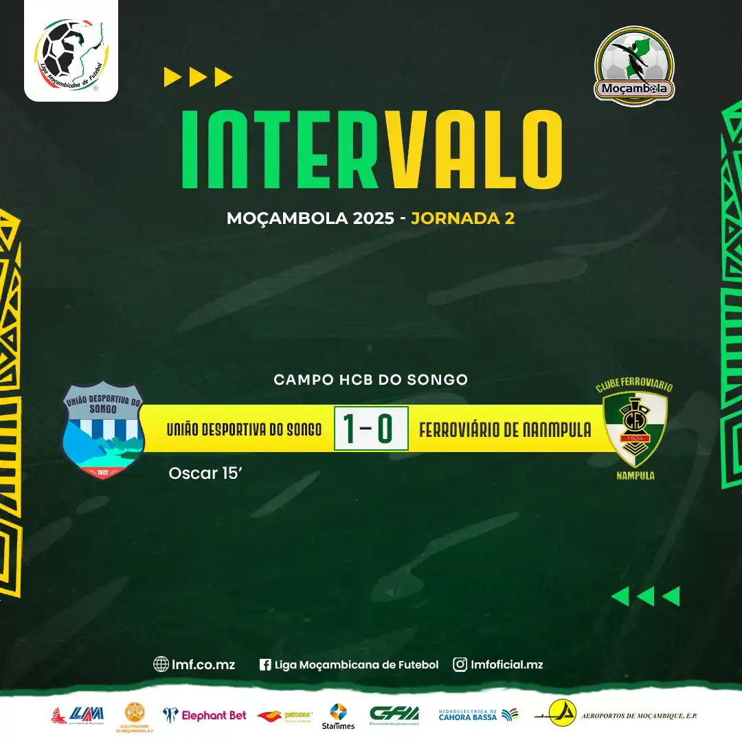 Image from Liga Moçambicana de Futebol: 𝙈𝙤ç𝙖𝙢𝙗𝙤𝙡𝙖 2025 🇲🇿 - 𝙅𝙤𝙧𝙣𝙖𝙙𝙖 2 Resultado ao Intervalo...