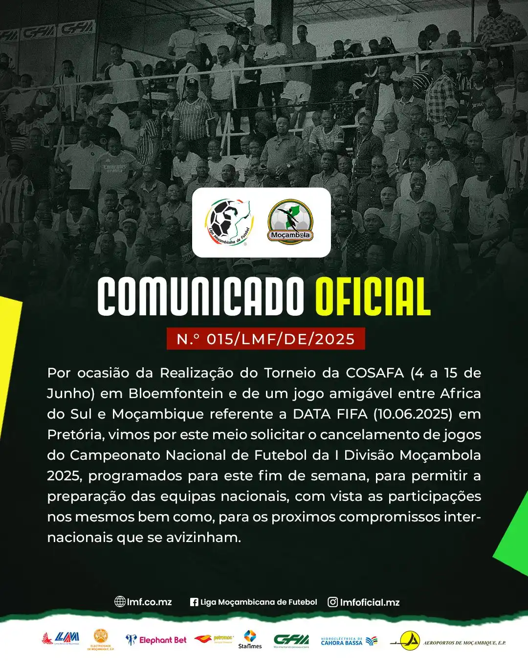 Image from Liga Moçambicana de Futebol: 𝙈𝙤ç𝙖𝙢𝙗𝙤𝙡𝙖 2025 🇲🇿 - Pausa para os Mambas 🐍 Brilharem. Vam...
