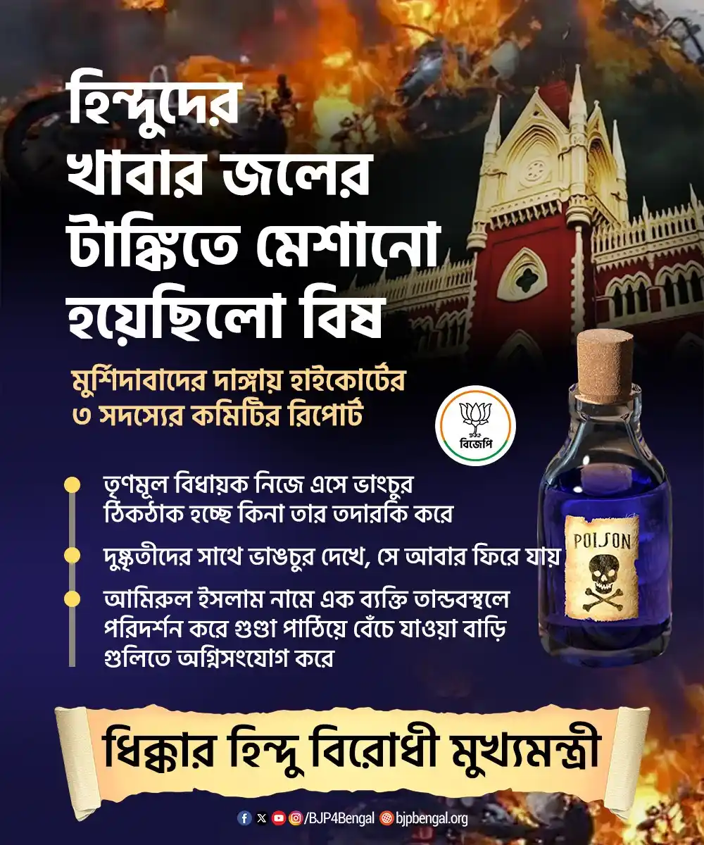 Image from BJP West Bengal: মুর্শিদাবাদের দাঙ্গায় হাইকোর্টের ৩ সদস্যের কমিটির রিপোর্ট-"হিন্দুদের ...