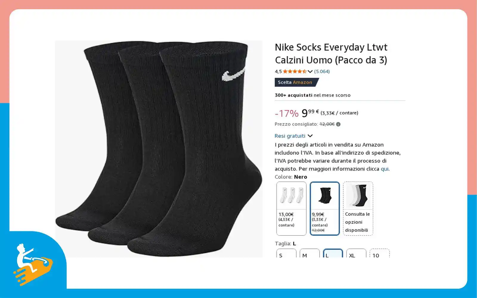 Image from La pagina degli sconti 💰: *Nike Socks Everyday LTWT, Calzini Uomo Neri Leggeri* 💥 Prezzo in of...
