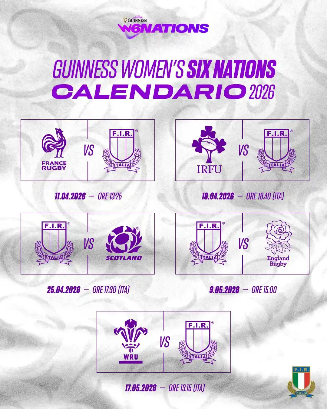 Image from Federugby: Pubblicato il calendario del Sei Nazioni Femminile 2026: esordio in Fr...
