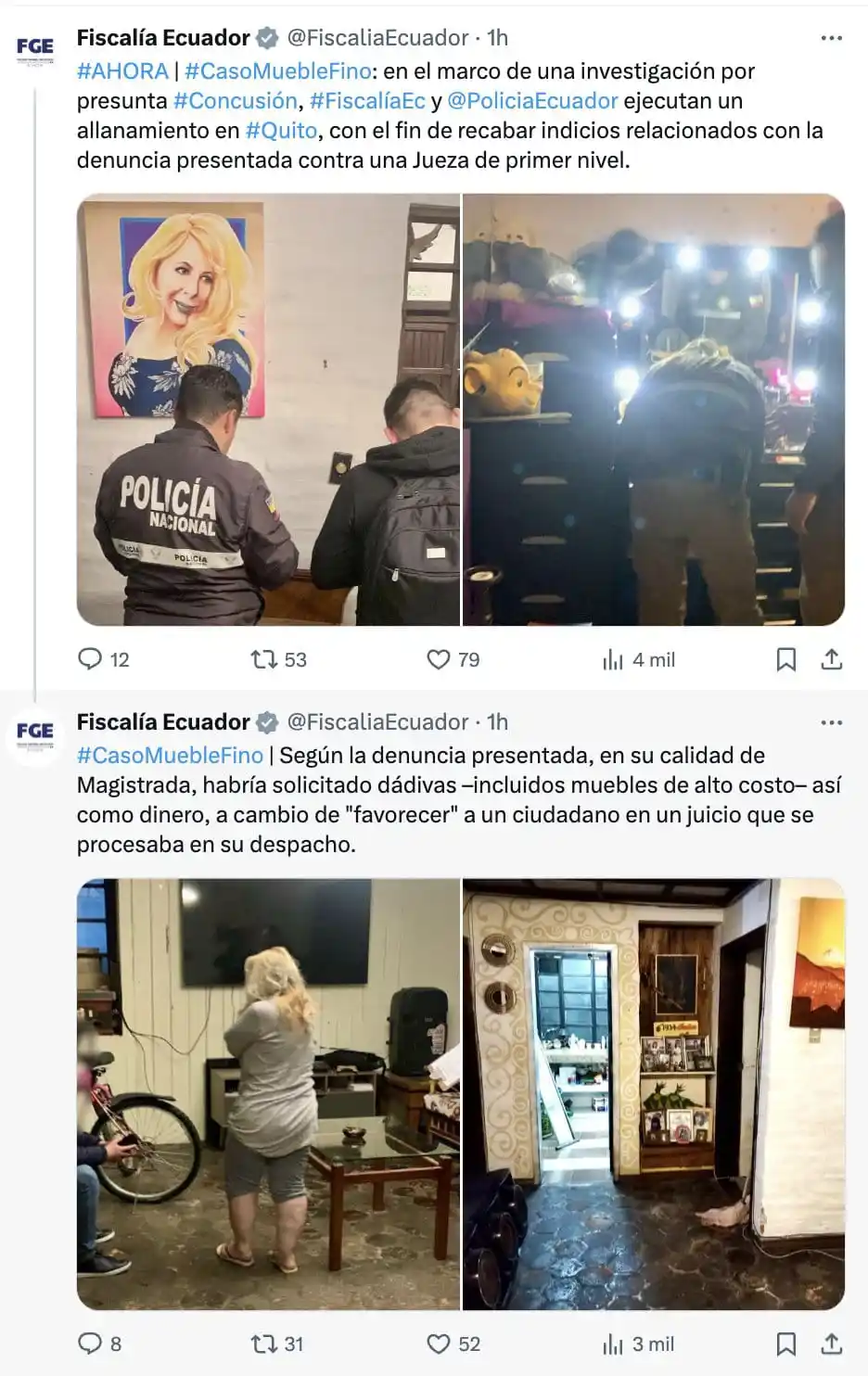 Image from 📡NOTICIAS AL INSTANTE 24/7📢 ECUADOR 🇪🇨: URGENTE: allanan domicilio de la jueza Nubia Vera por supuesta corrupc...