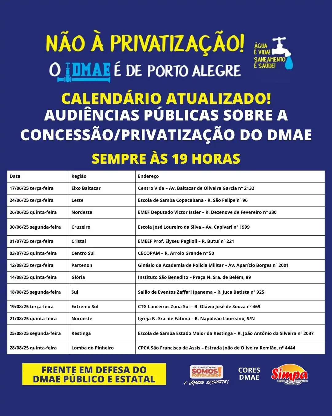 Image from 📣 Canal de Notícias SIMPA: *💦 CALENDÁRIO ATUALIZADO DAS AUDIÊNCIAS PÚBLICAS SOBRE CONCESSÃO/PRIV...
