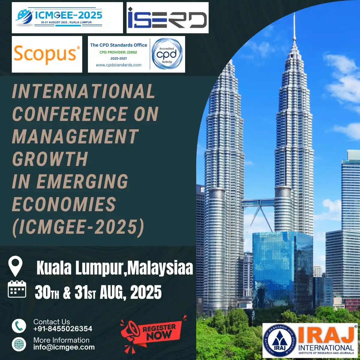 Image from IRAJ International: 📢 *CALL FOR PAPERS – ICMGEE 2025* 📅 30th & 31st August 2025 📍 Kuala...