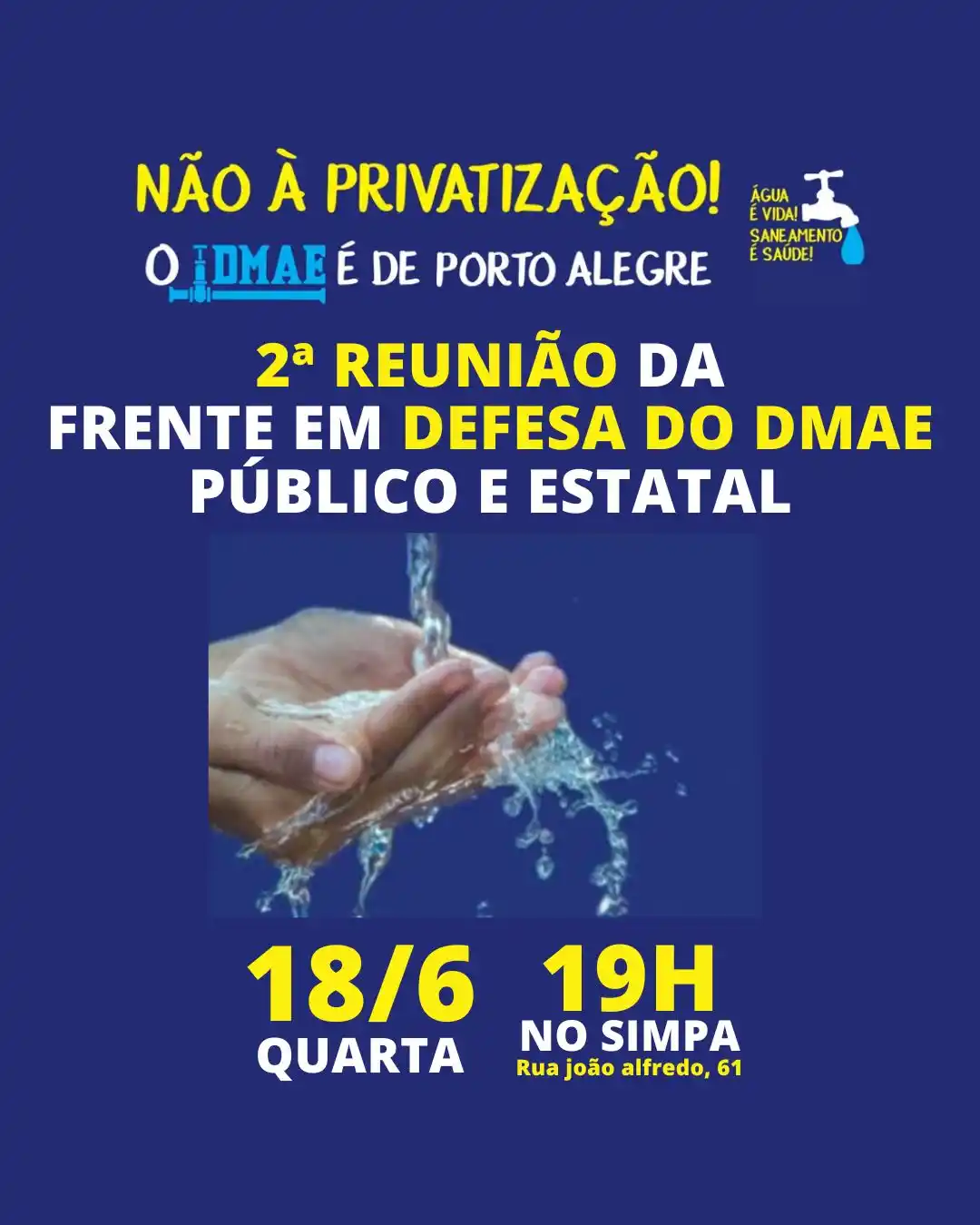 Image from 📣 Canal de Notícias SIMPA: *CONVOCAÇÃO GERAL* A Frente em Defesa do DMAE Público e Estatal já es...