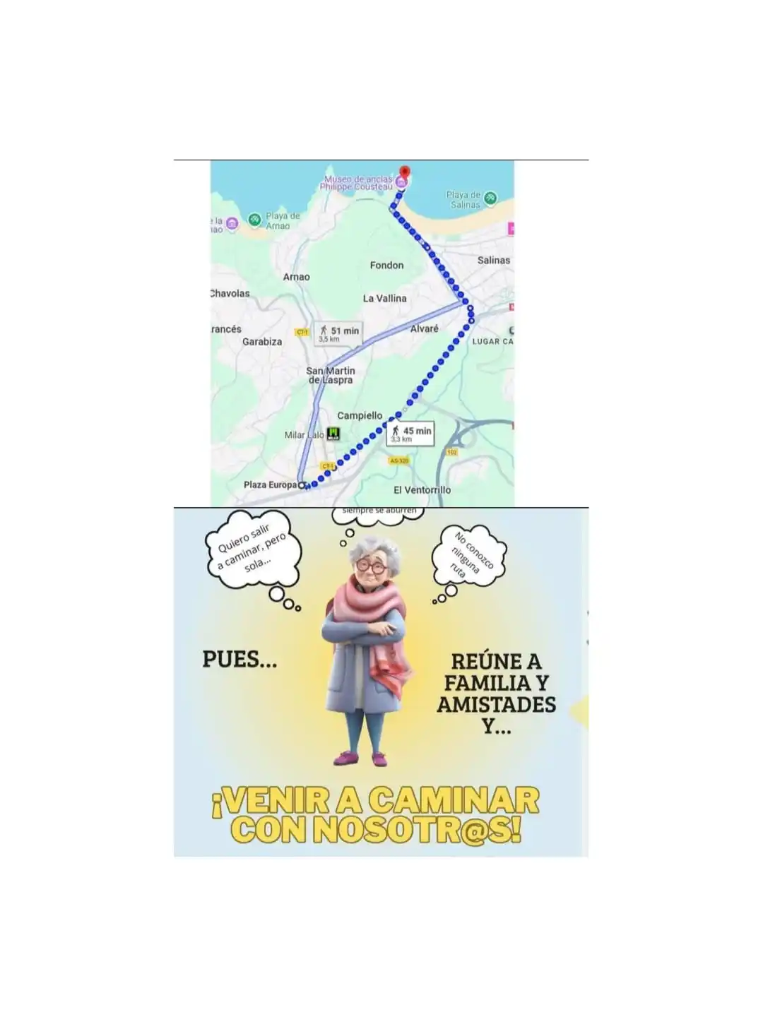 Image from Ayuntamiento de Castrillón: 🚶♀️🚶🚶♂️ Debido a la lluvia de estos días, la ruta generacional qu...