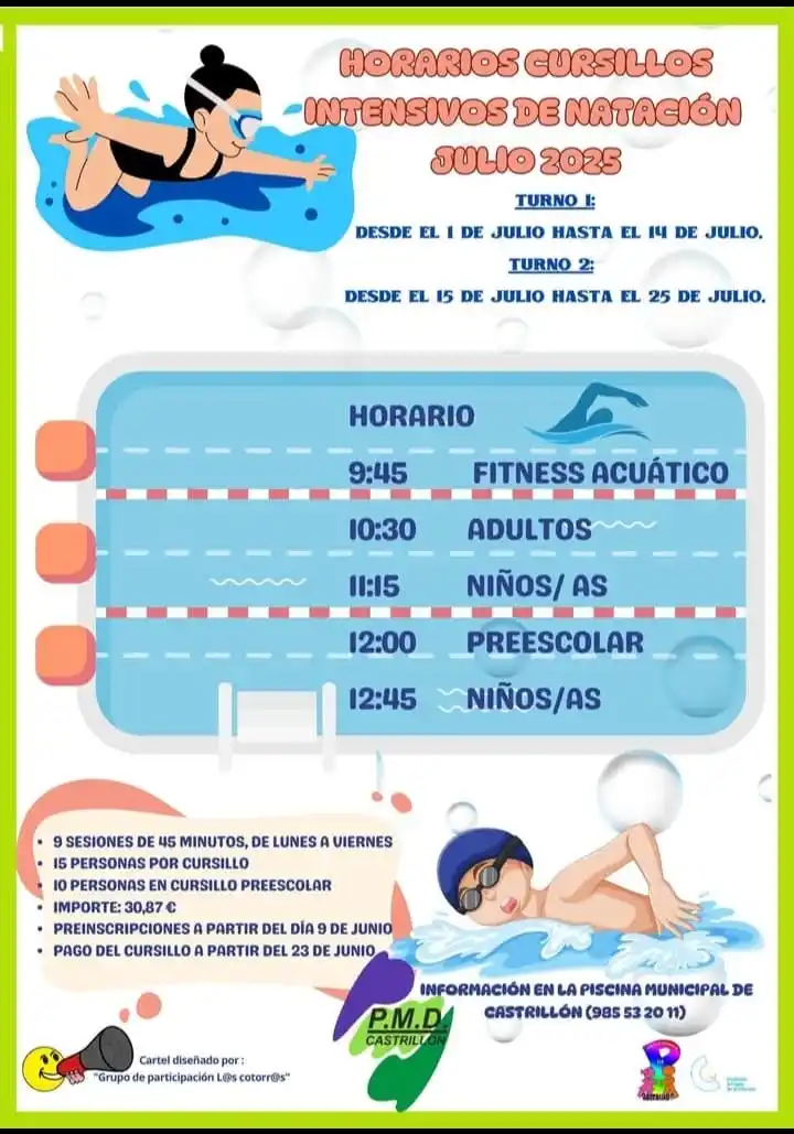 Image from Ayuntamiento de Castrillón: 🏊♀️🏊🏊♂️ Desde el próximo lunes 9 de junio a las 9:15 horas pueden...
