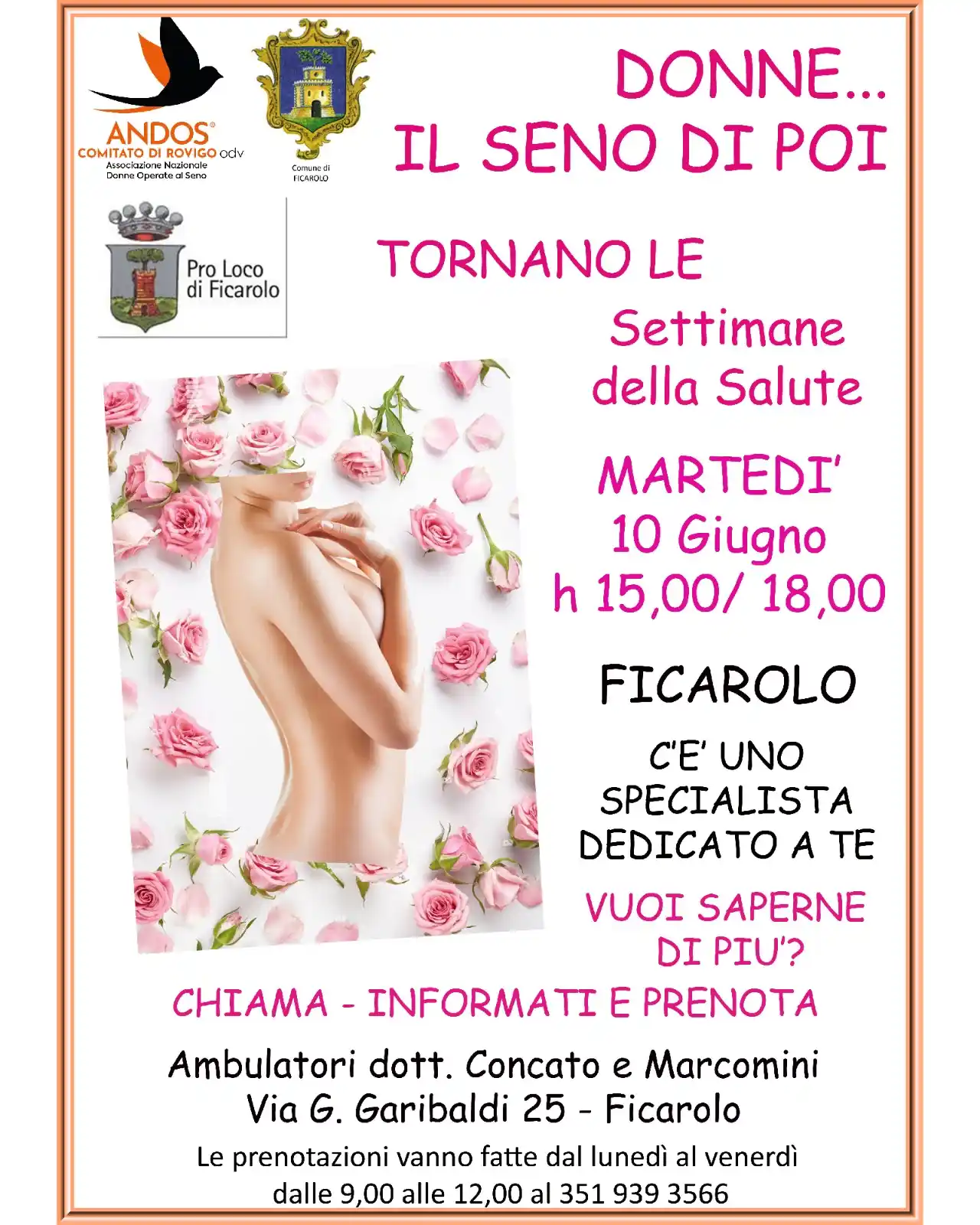 Image from Pro Loco Ficarolo: *🙋♀️👩⚕️ Donne... il seno di poi! Tornano le visite senologiche gra...