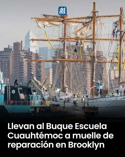 Image from Diario de México: ⛴️ El Buque Escuela Cuauhtémoc, tras su desafortunado accidente en Bro...