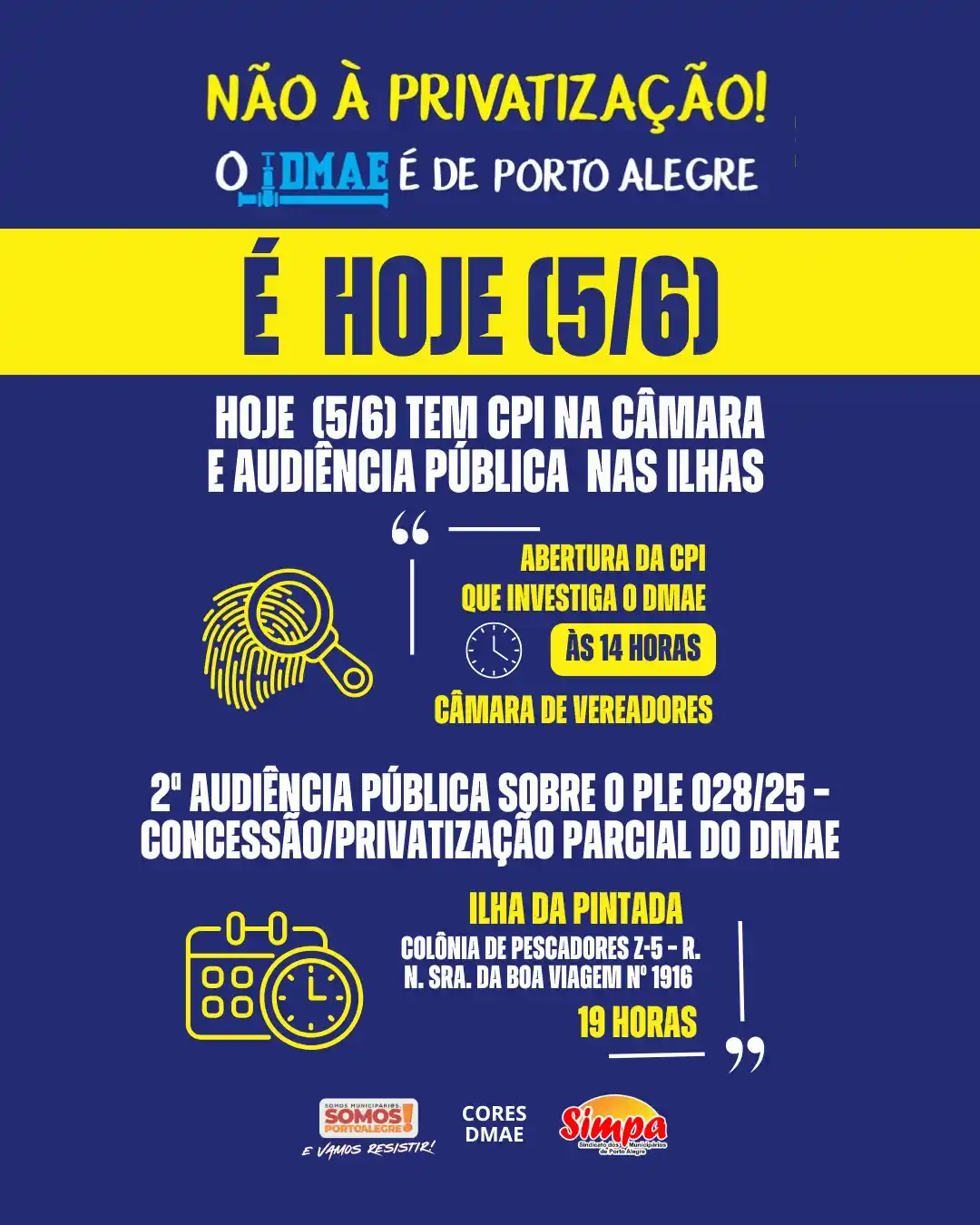 Image from 📣 Canal de Notícias SIMPA: *HOJE (5/6) TEM INSTALAÇÃO DA CPI NA CÂMARA* Nesta *quinta-feira (5/6)...