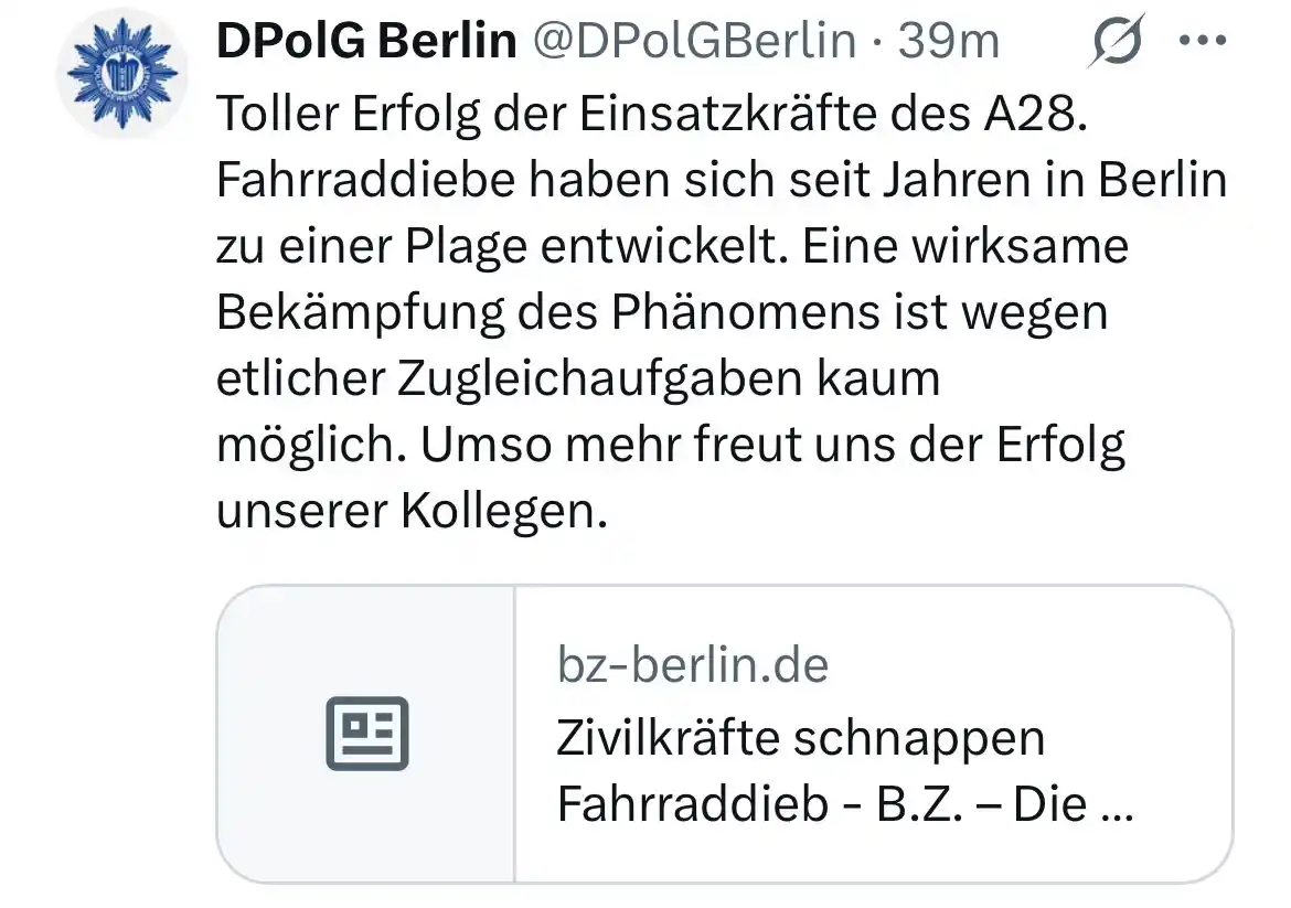 Image from DPolG Berlin: https://x.com/DPolGBerlin/status/1933170607757435241 https://www.bz-b...
