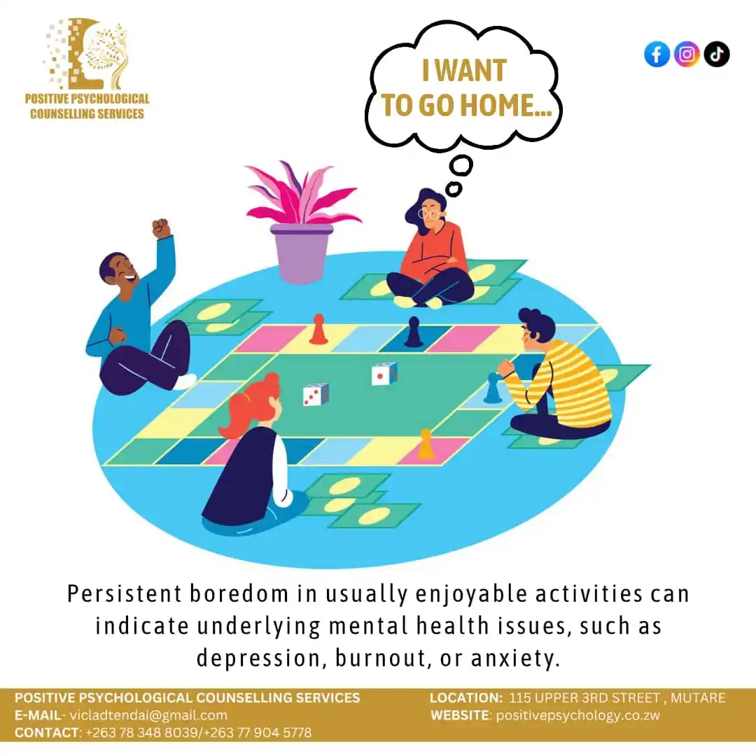 Image from Positive Psychological Counselling Services: If persistent boredom is impacting daily life, consider seeking suppor...