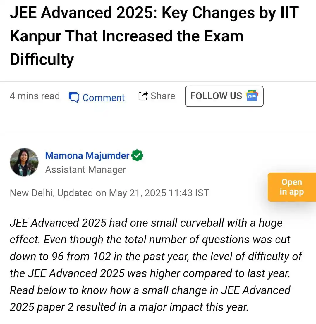 JEE Engineering Admission 2025 post