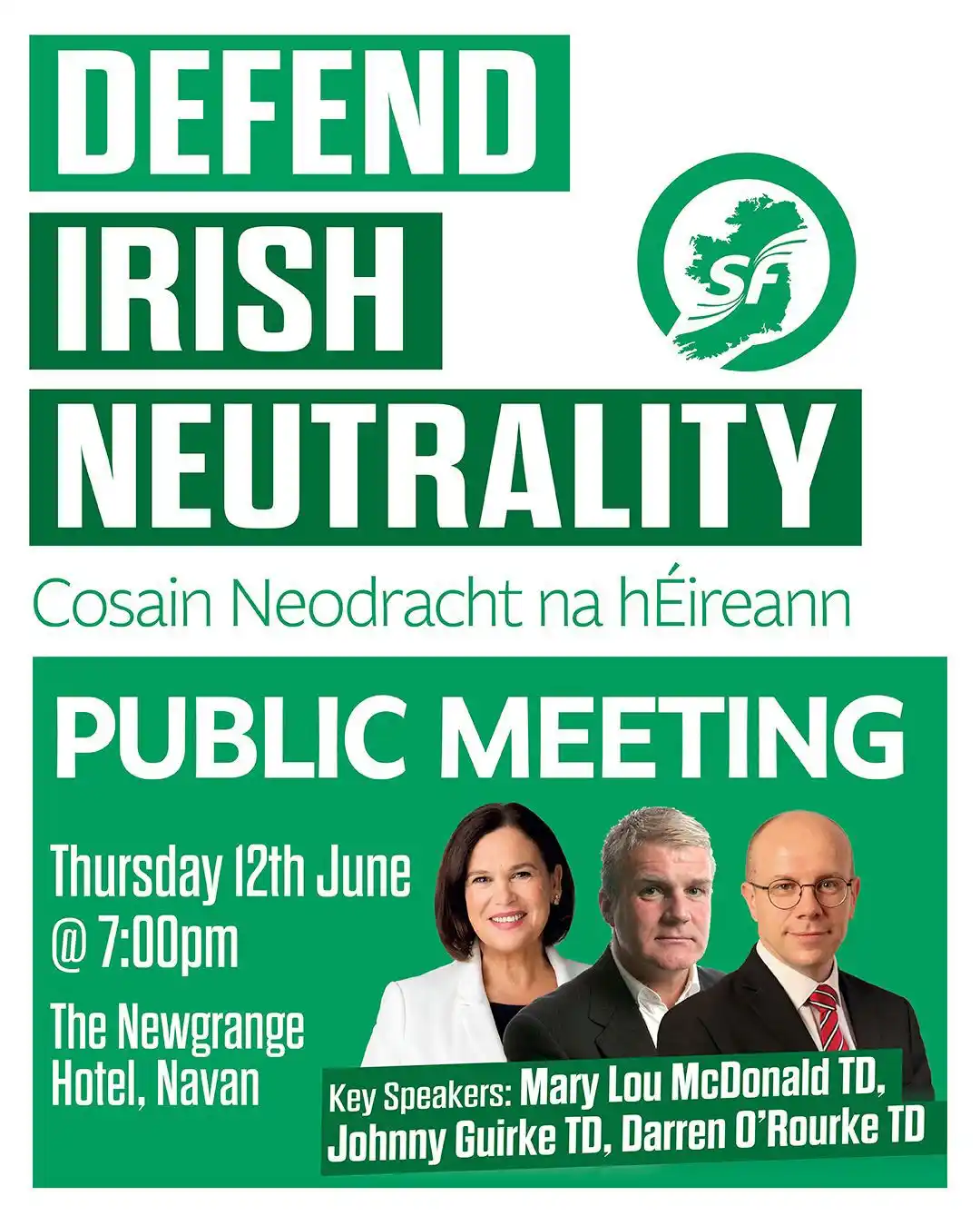 Image from Sinn Féin : Join us Thursday, 12th June at 7pm in Navan to send a clear message to...