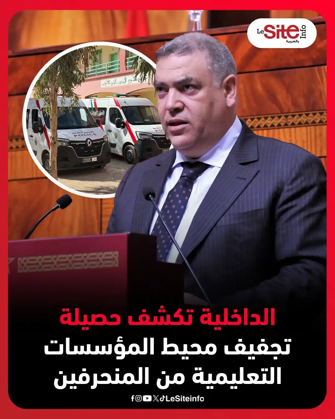 Image from LESITEINFO Arabe - لوسيت أنفو بالعربية: كشف وزير الداخلية عبد الوافي لفتيت، أن التدخلات الأمنية المنجزة بمحيط ...