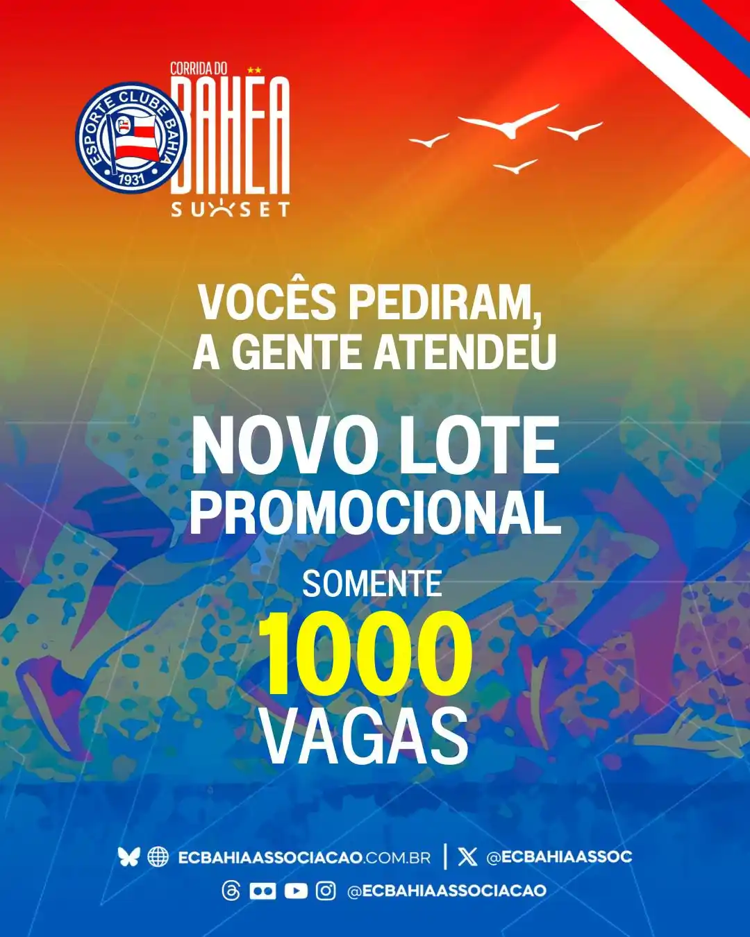 Image from Esporte Clube Bahia: 🗣 𝐌𝐀𝐈𝐒 𝐌𝐈𝐋 𝐕𝐀𝐆𝐀𝐒! A pedido da Nação Tricolor, abrimos um...