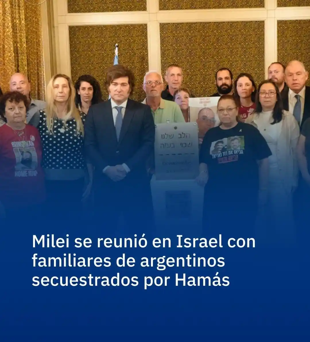 Image from APOYO AL PRESIDENTE - 🦁Leones Por La Libertad Tucumán Noticias 💜🤍💜🤍🇦🇷: *Milei se reunió en Israel con familiares de argentinos secuestrados p...