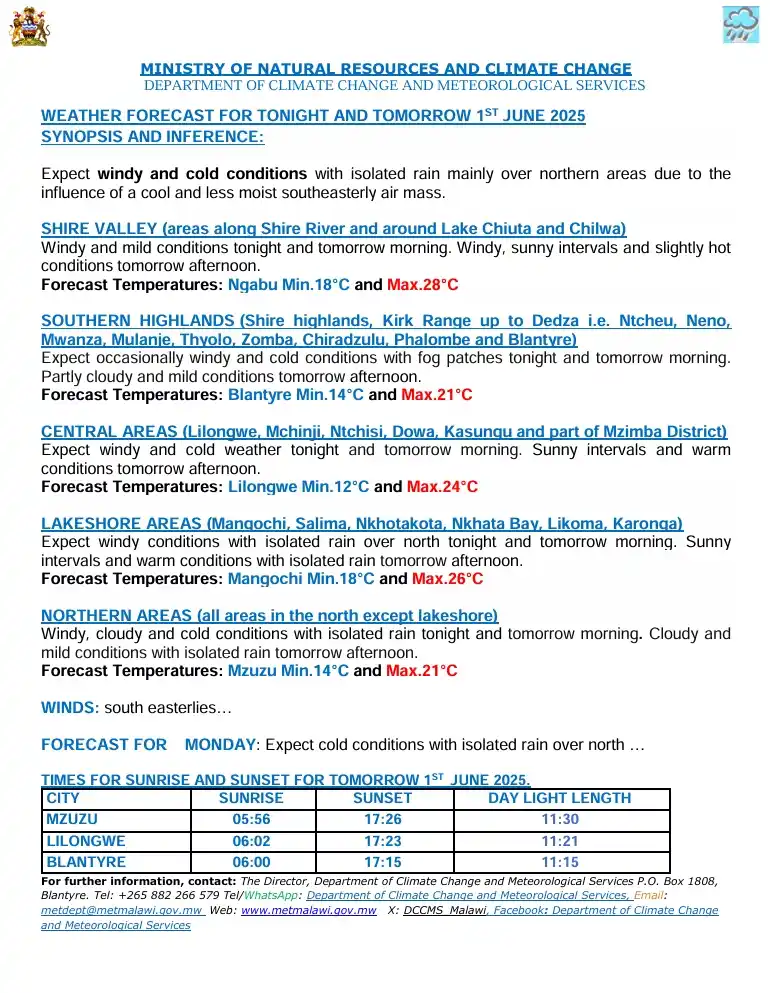 Department of Climate Change and Meteorological Services post