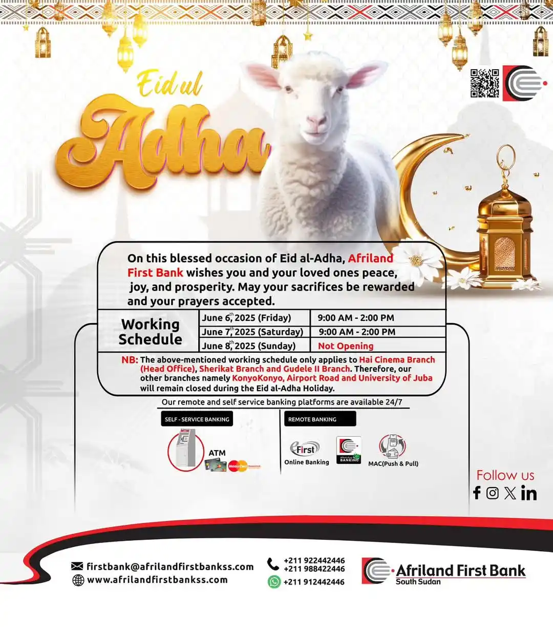 Image from Afriland First Bank South Sudan: On this blessed occasion of Eid al-Adha, Afriland First Bank wishes yo...