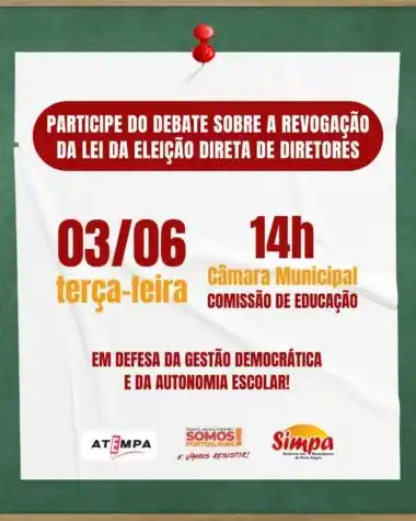 Image from 📣 Canal de Notícias SIMPA: *PARTICIPE DO DEBATE SOBRE A REVOGAÇÃO DA LEI DA ELEIÇÃO DIRETA DE DIR...