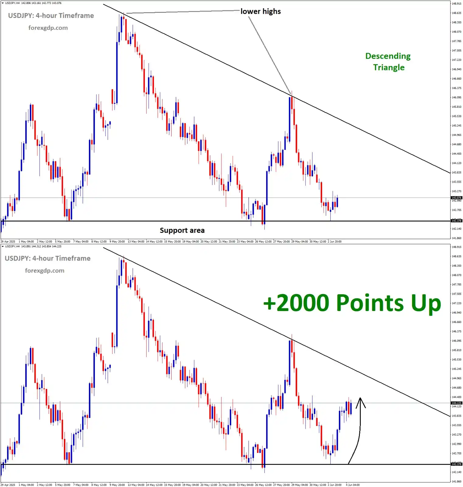 Image from ForexGDP: *+2000 Points USDJPY price went up* from the Support area of the Desce...