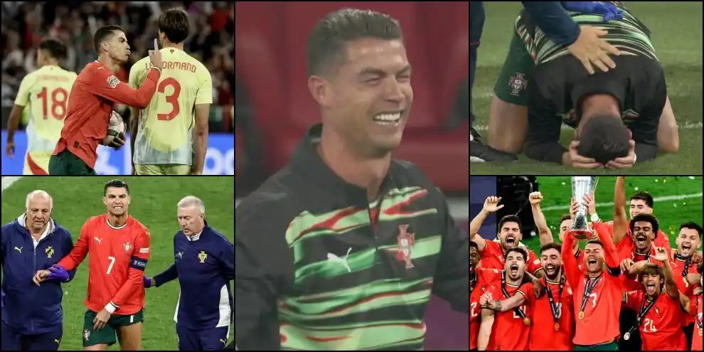 Image from Tuttosport: *Ronaldo, la pazza notte col Portogallo* _Gol, infortunio e lacrime di...