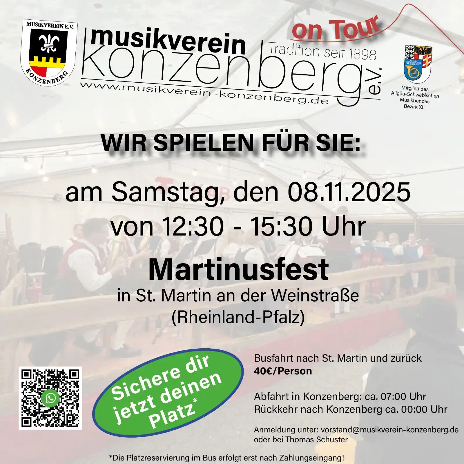 Image from Musikverein Konzenberg e.V.: Save the Date! Wir fahren wieder in die Pfalz 🍇🍷 Du hast Lust mit u...