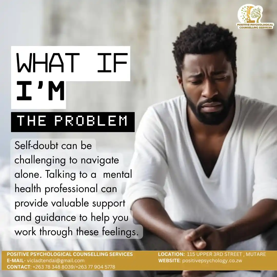 Image from Positive Psychological Counselling Services: Self-doubt can be challenging to overcome alone. A mental health profe...