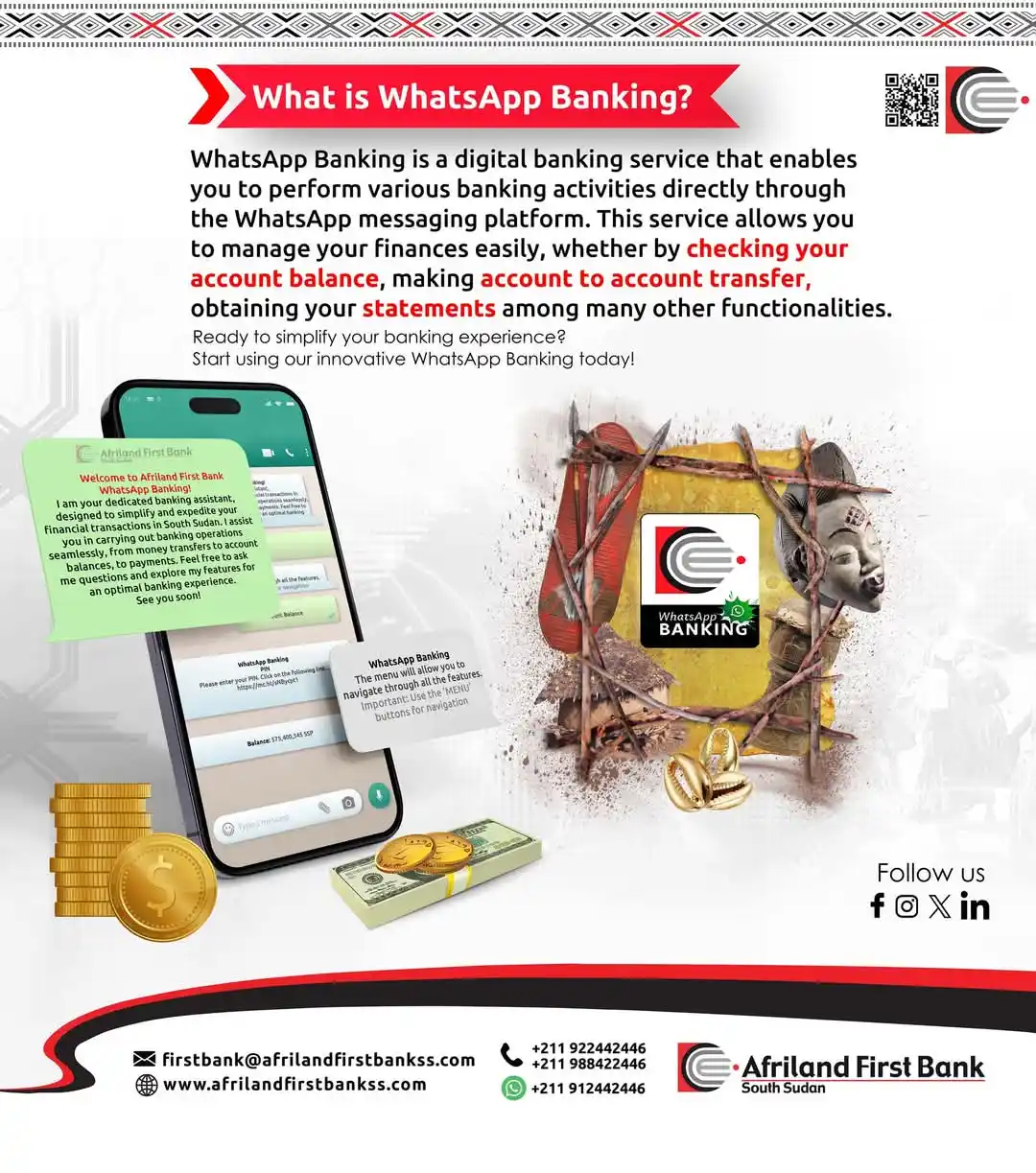 Image from Afriland First Bank South Sudan: Simplify your banking experience with our innovative WhatsApp Banking ...