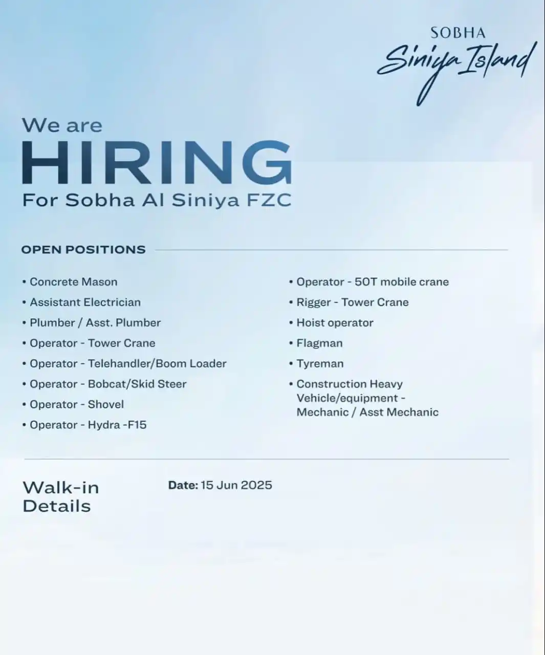 Image from Jobs In Dubai - applydubjob.com: SOBHA Realty Conducting Walk in Interview For more details visit ➜ ht...