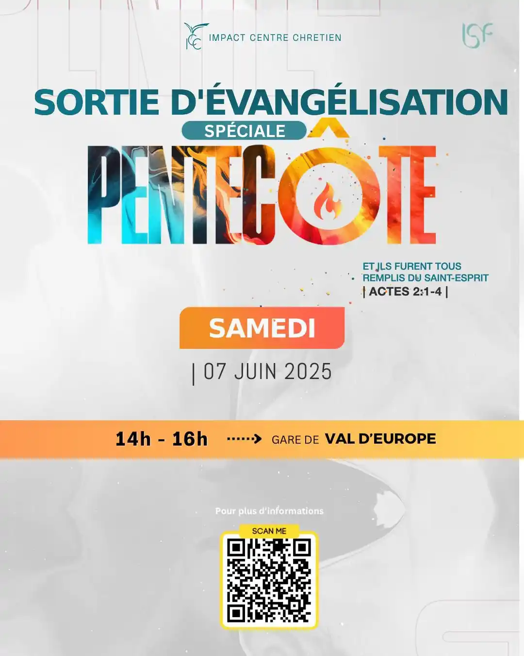 Image from EVANGELISATION CITE ROYALE (ISF): *[SORTIE D’ÉVANGÉLISATION — SPÉCIALE PENTECÔTE]*  « _Vous savez commen...