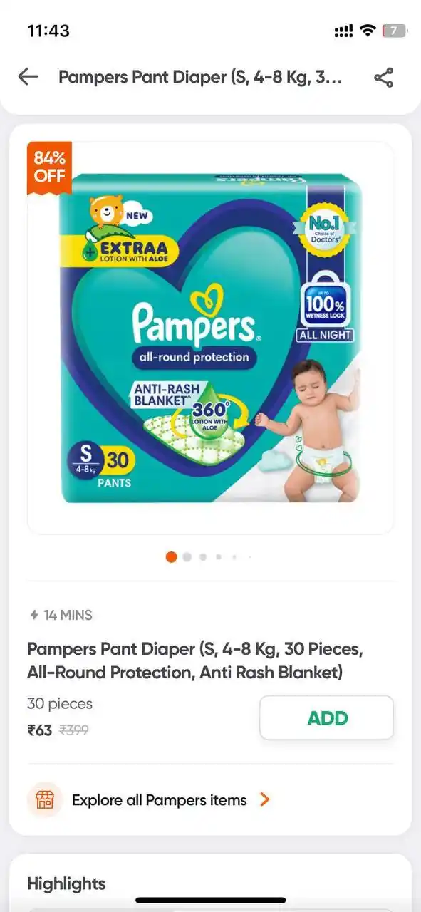 Image from DealzTrendz: Swiggy Instamart Loot Search : Pampers Location Specific - Available...