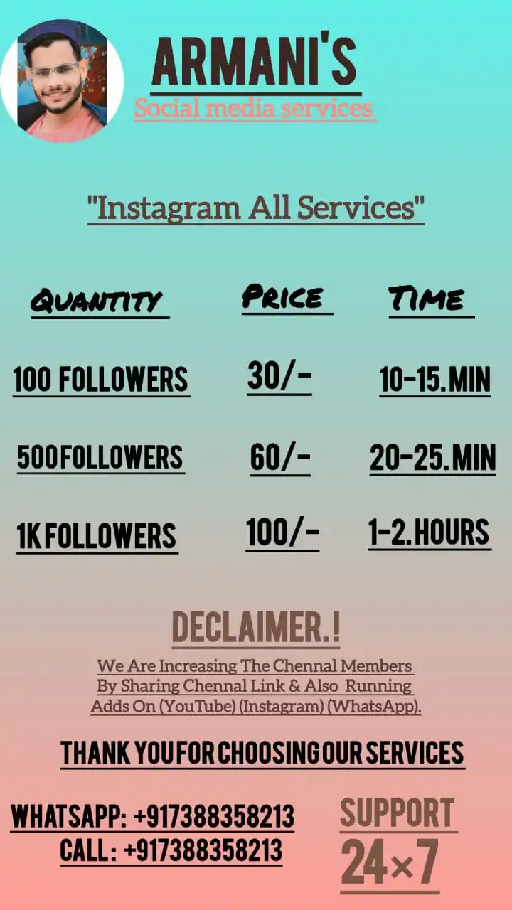 "Armani's Social Media Services" post