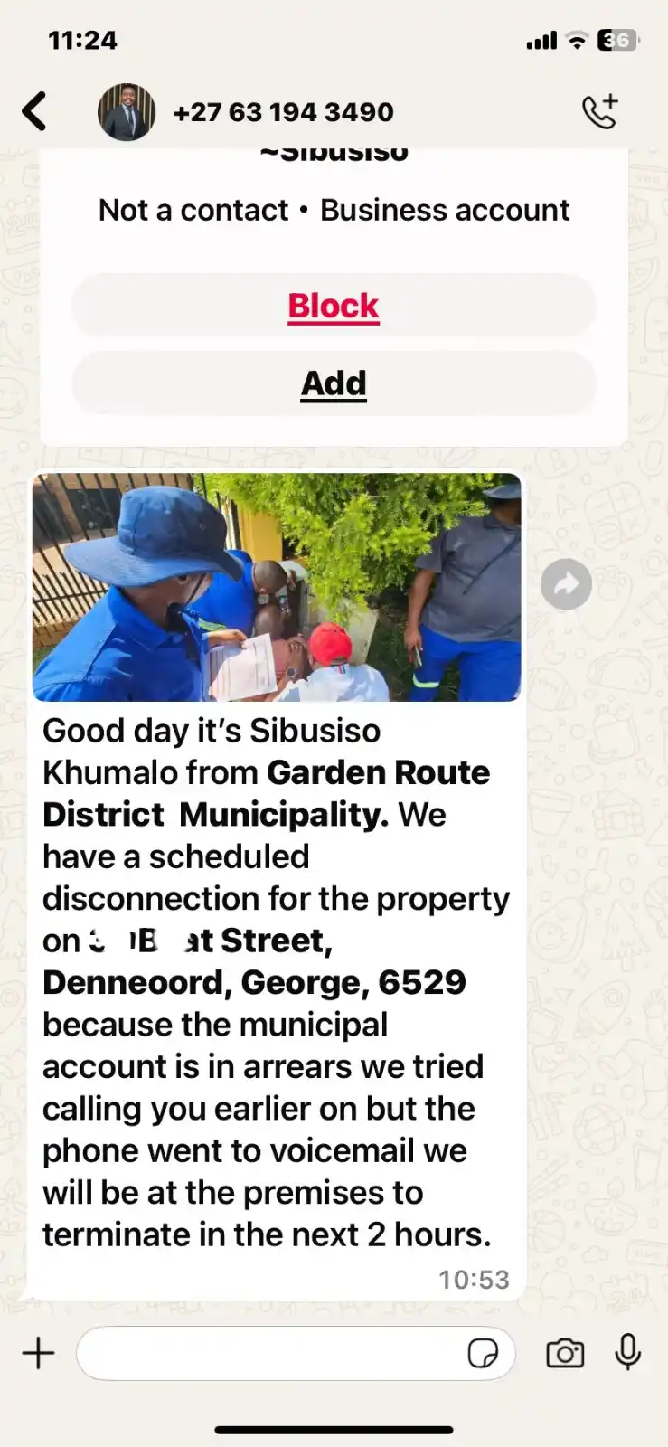 Image from George Municipality Channel: *URGENT PUBLIC NOTICE: CYBERCRIME ALERT – Beware of WhatsApp Scams Inv...