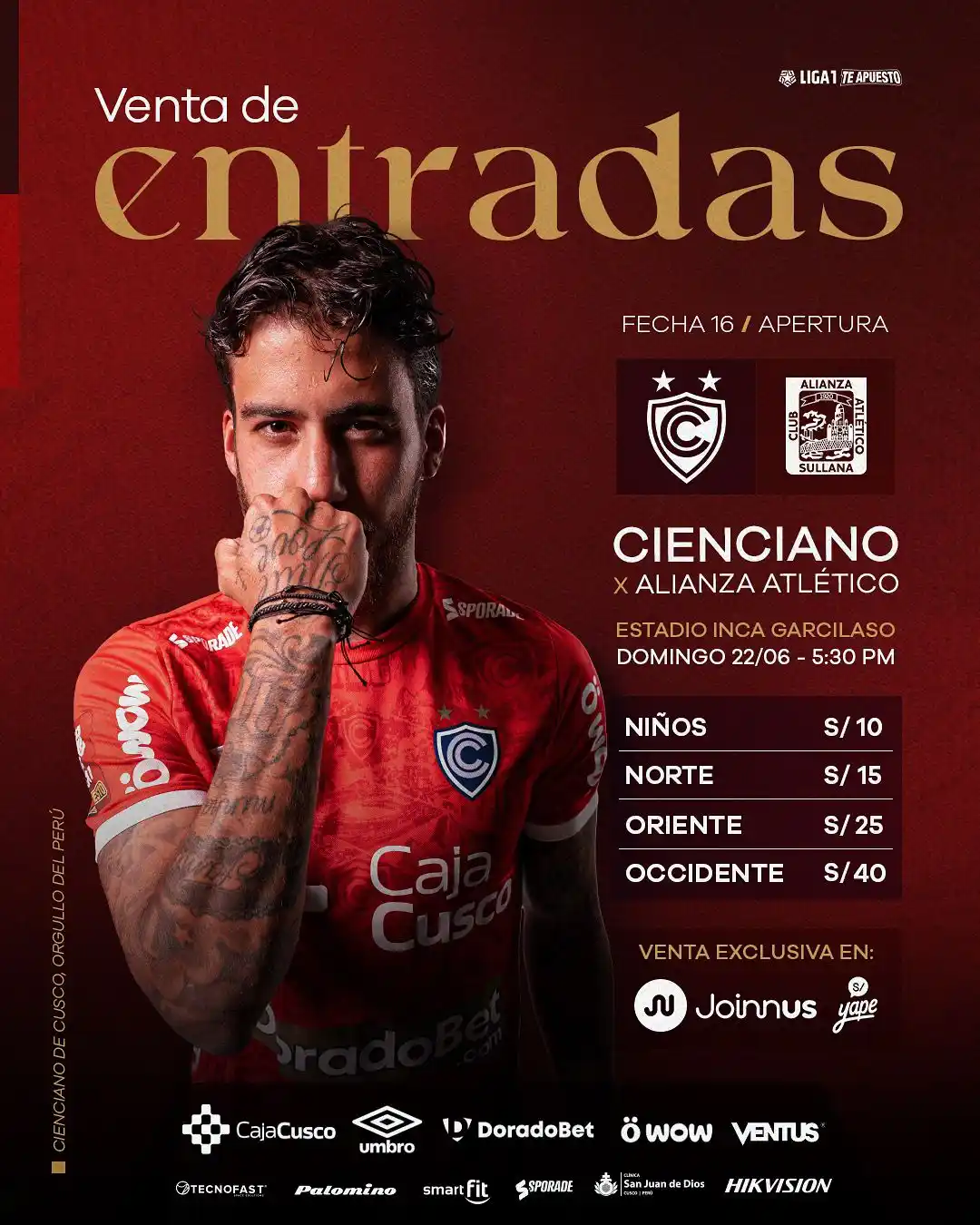 Image from Club Cienciano: ¡𝗩𝗘𝗡𝗧𝗔 𝗗𝗘 𝗘𝗡𝗧𝗥𝗔𝗗𝗔𝗦! 🎟️ Abrimos la venta de entradas pa...